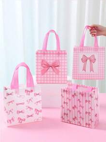12 Stück/6 Stück rosa Schleifen Geschenktüten - Vliesstoff Geschenktüten und Einkaufstüten; geeignet für Geschenkverpackung bei Geburtstagsfeiern, Schleifen-Themen-Partys, Hochzeiten, Jahrestagen, Abschlussfeiern, Junggesellinnenabschiede und Muttertag - Einheitsgröße - Übersicht 7