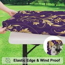 1 chiếc khăn trải bàn màu tím vàng trang nhã và thời trang, mềm mại và dễ lau chùi, đa năng dùng cho bàn ăn/bàn cà phê/bàn làm việc/bàn đầu giường/bữa ăn ngày lễ, cũng thích hợp cho dã ngoại/cắm trại/tụ họp ngoài trời/ban công, khăn trải bàn đa dụng. - Màu tím - Xem 4