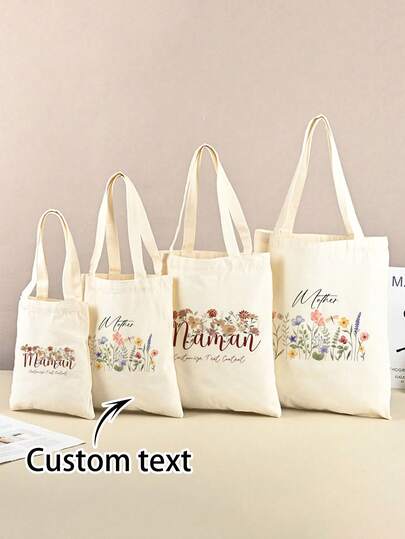 1 Stück personalisierte Segeltuch Tragetasche, multifunktionale Aufbewahrungstasche mit Blumenmuster, anpassbarer Text, geeignet als Muttertagsgeschenk, personalisierte dünne Stofftasche, Schmuckaufbewahrungstasche, personalisierte Hochzeitsgeschenktasche, Outdoor-Tragetasche, geeignet für Partygeschenke, Feiertagsgeschenke, Jahrestags-Geschenke, Geschenkverpackung, Kindergeschenke, Tochtergeschenke, Vatergeschenke, Muttergeschenke, Geschenke für beste Freunde, Klassenkameraden-Geschenke, Paargeschenke, Nachbarschaftsgeschenke, Gastgeschenke, geeignet für verschiedene Anlässe