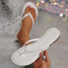 Womens Flip Flops Thong Sandals Shoes Flats For Ladies Slides Lightweight Slippers Summer Casual Beach Dressy Sandals - 白色 - 查看 5
