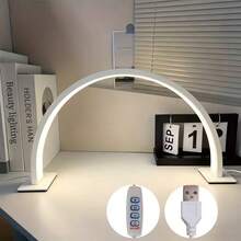 1 đèn làm móng hình lưỡi liềm hiện đại, dùng nguồn USB, bằng kim loại, bề mặt được đánh bóng, điều khiển bằng nút bấm, chao đèn bằng nhựa, thích hợp sử dụng tại nhà và chuyên nghiệp, không cần pin. - đèn làm móng - Xem 5