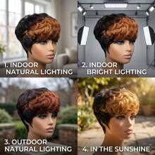 Summer Style Short Pixie Cut Wig Burgundy Red Afro Short Curly Black Wigs Side Part Curly Bangs Synthetic No Glue Brown Wigs Natural Looking Cosplay Hair Wig Short Burgundy Curly Wigs Wine Red Pixie Cut Wigs With Side Bangs Easy To Wear - 435-3 - 查看 3