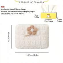 Hộp đựng khăn giấy ô tô, hộp hút chân không ô tô, hộp tựa tay, hộp che nắng, hộp treo ghế, dễ thương, tối giản, túi giấy cao cấp - Hộp khăn giấy hình hoa Puff - Xem 9