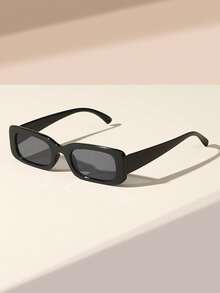 1 chiếc kính mắt gọng vuông kiểu Y2K dễ thương, phong cách retro, thời trang đi biển, unisex - màu đen - Xem 2