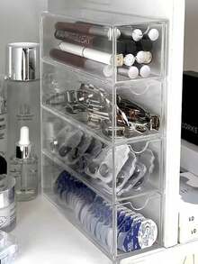 2个/1个亚克力时尚眼镜收纳盒，化妆品整理抽屉托盘，珠宝展示托盘，坚固耐用的四层透明时尚眼镜盒，适合家庭和办公室使用 - 彩色 - 查看 6