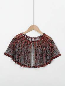 1件夏季重工串珠亮片蕾丝轻薄披肩，适合晚礼服 - 彩色 - 查看 6