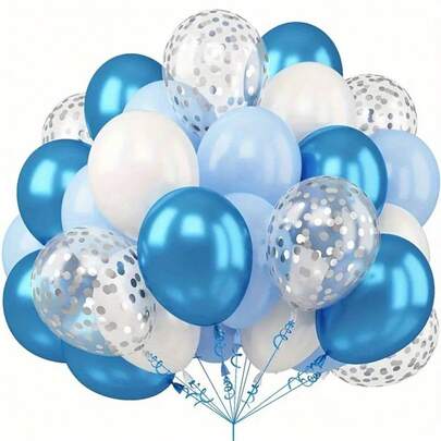 40个浅蓝色 | 银色金属气球 | 蓝色金属气球，适合生日、婚礼、毕业派对装饰