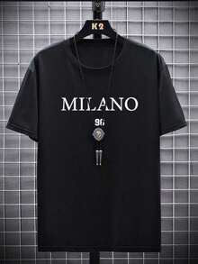 Men's NEOREFINED Oversized T-Shirt With Letter Print And Dropped Shoulders - 軍綠色 - 查看 6
