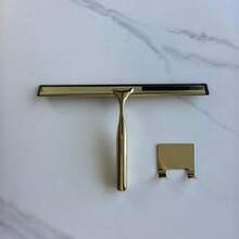 1pc Gold/Silver Bathroom Squeegee, Shower Scraper Brush, Mirror Squeegee, Window Scraper, Cleaning Tool, Convenient & Practical With Hook, Bathroom Cleaning Accessory, Essential Cleaning Tool For Autumn/Winter - Multicolor - View 14