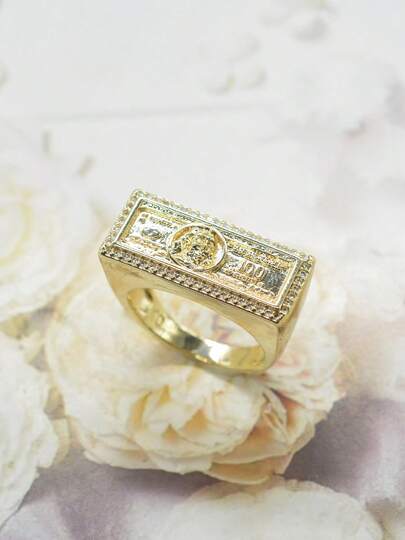خاتم بطراز هيب هوب بنكي مرصع بالزركونيا على شكل علامة الدولار، مناسب للاستخدام اليومي للرجال/الحفلات/المناسبات، إكسسوار خاتم رمز الثروة والحظ السعيد، مجوهرات ساحرة وأنيقة، إكسسوار عيد الميلاد/هالوين/عيد الفصح، هدية مثالية للصديق/الأب