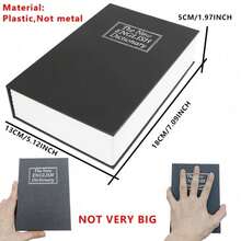 1pc Book-Shaped Box, Savings Box, Piggy Bank, Secret Hidden Lock Box, Money Box, Key Lock, Medium Size, Plastic Material, Black - Multicolor - View 12