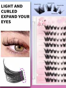 80 miếng nối mi giả không cần keo, mi giả tự dính, vẻ ngoài tự nhiên, mi cong chữ C, từng sợi riêng lẻ, trông tự nhiên và bền lâu, siêu nhẹ, cực mềm, dụng cụ trang điểm có thể tái sử dụng, phù hợp cho cuộc sống hàng ngày và các dịp khác. - C - Xem 6