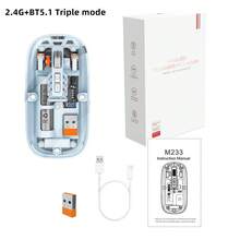 Ratón inalámbrico transparente M233 de 3 modos, 2.4G inalámbrico y BT5.1, batería recargable de 500mAh, silencioso - Ver 19