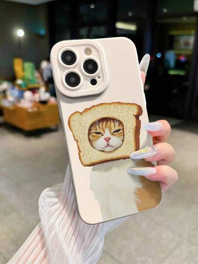 1 Stück modisches Katzen-Muster perforierter Rand bemaltes Anti-Sturz Handyhülle kompatibel mit iPhone / Galaxy /