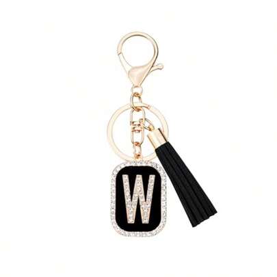 Crystal Metal Letter A-Z Keychain For Women Men Purse Handbags Alphabet Initial Letter Car Key Ring Novelty Tassel Pendant