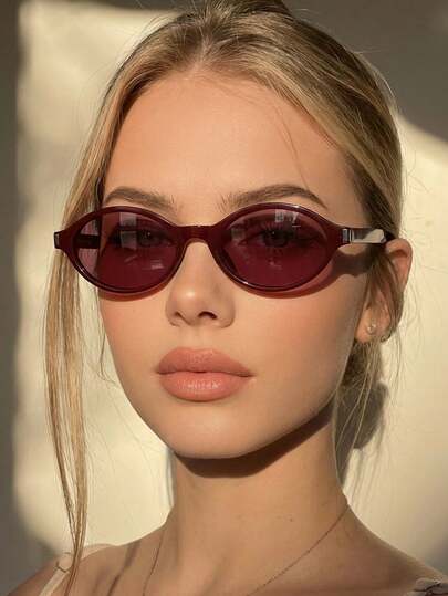 1副女士椭圆形小框高品质简约时尚眼镜，适合旅行、度假、休闲场合佩戴