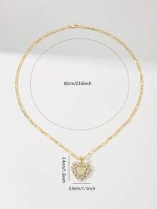 1pc Classic European And American Style Copper Inlaid Zirconia 's Protective Light Heart Pendant Necklace, Limited Edition, Suitable For Christmas/Thanksgiving/Halloween/Mother's Day/Valentine's Day Gifts, Catholic First Communion, Daily And Festival Wear, Prayer - Yellow Gold - View 7