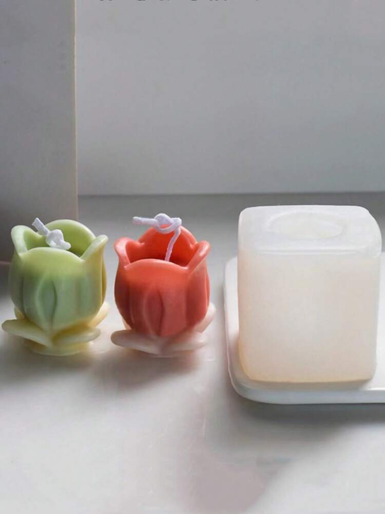 1 khuôn silicon hình hoa sen 3D mới, đồ trang trí nhà cửa, bàn tiệc thủ công tự làm, quà tặng lễ hội. Khuôn silicon làm nến hình hoa sen 3D mới, quà tặng lễ hội. - A-trắng - Xem 3