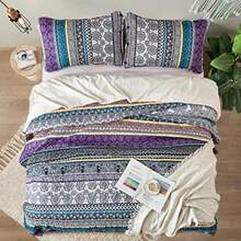 Boho Quilt Set King Size Purple Bohemian 3 Pieces Quilt Sets Lightweight Bedspread Coverlet Bedding Set for All Season 103"x90" - Morado - Ver 4