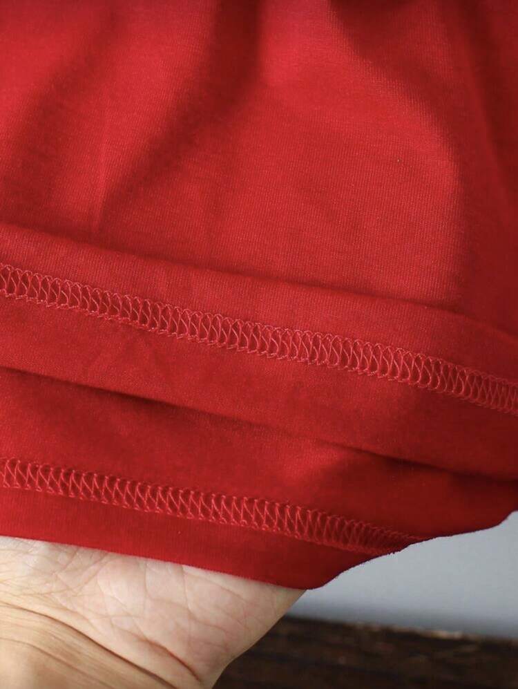 Camiseta casual de hombre con estampado simple de conejo de dibujos animados - Rojo - Añade 5