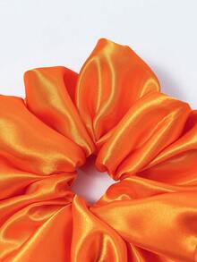 1pc Women's Minimalist Fashion Large Satin Scrunchie Hair Accessory Ponytail Holders Scrunchy Hair Elastics - Orange - View 2