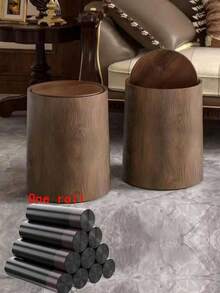 Faux Wood Grain Bathroom Trash Can, Compact & Durable Plastic Garbage Bin With Built-In Handle, Easy To Clean, Rust-Resistant, Space-Saving Design, Suitable For Bathroom, Laundry Room And Small Home Office - Multicolor - View 6