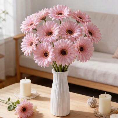 1/2 Bó hoa cúc Gerbera nhân tạo, thích hợp cho đám cưới, phong cách Pháp, phong cách sang trọng nhẹ nhàng, trang trí nhà cửa theo phong cách Ins, cắm hoa cưới, tiệc tối dưới ánh nến, tiệc Giáng sinh, trang trí bàn tiệc, cắm hoa ngoài trời, cũng thích hợp làm quà tặng tân gia, quà cưới, quà kỷ niệm, quà sinh nhật, quà Ngày của Mẹ.