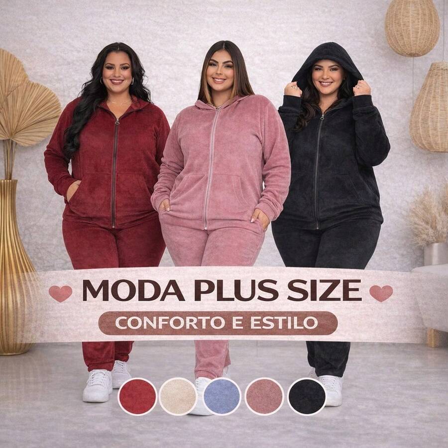 Women's Plush Set With Hood, Winter Sizes M To G3 Plus Size, Warm Thermal Velvet, Stylish And Elegant - 各種各樣的 - 查看 1