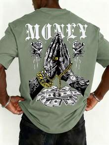 Zrgoth Men's Casual Versatile Simple Money Print Element Short Sleeve T-Shirt - Mint Green - View 2