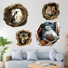 3D Cute Animal In Tree Hole Bathroom Toilet Sticker, Home Decor Self-Adhesive Wall Decal - 1PC - View 3