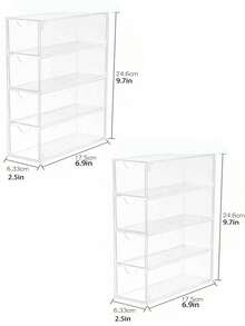 2个/1个亚克力时尚眼镜收纳盒，化妆品整理抽屉托盘，珠宝展示托盘，坚固耐用的四层透明时尚眼镜盒，适合家庭和办公室使用 - 彩色 - 查看 8