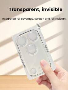 Lens Protection Film 1pc Shiny Glitter Lens Film Compatible With IPhone 17 Pro Max, All-In-One Phone Camera Lens Protector Compatible With IPhone 16 Pro Max, 14 Pro/15 Pro Max/16/15/14, Transparent Tempered Glass Rhinestone Lens Sticker Spring Gift Birthday Party - Silver - View 6