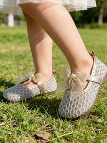 新款时尚公主鞋，女童软底鞋，婴儿单网春夏鞋，可爱透气网面鞋，适合搭配连衣裙 - 香檳色 - 查看 2