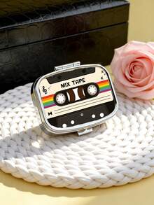 Retro Cassette Tape Design Pill Box - Compact Medication Organizer With Built-In Compartments, Ideal For Managing Daily Dosage During Travel. Sized To Fit In Pockets And Bags, Can Serve As A Unique Travel Accessory And Gift. - Multicolor - View 3