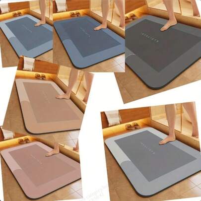 1 tấm thảm chống trượt bằng gel silica - Siêu thấm hút, nhanh khô, chất liệu polyester nhẹ, chống trơn trượt, thích hợp cho phòng tắm, phòng ngủ, nhà bếp, phòng giặt, thảm phòng tắm hiện đại bằng polyester bền chắc.