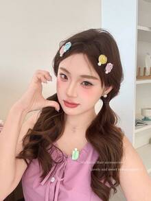10 chiếc kẹp tóc hình kem giả mùa hè, kẹp tóc mái và kẹp tóc bên, kẹp miệng vịt dễ thương. - Nhiều màu - Xem 4