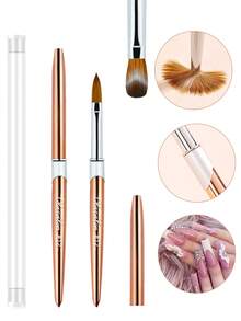 Cọ vẽ móng acrylic Olasalon 100% lông chồn nguyên chất, thích hợp cho việc tự làm móng tại nhà và salon, cán hợp kim nhôm mạ vàng. - Đồng - Xem 3