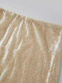 Women Sequin Maxi Skirt Low Rise See Through Sparkly Bodycon Long Mermaid Skirt Summer  Coquette Beachwear - 香檳色 - 查看 3