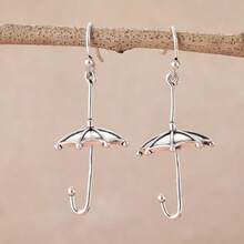 1 Pair Creative Umbrella Shaped Earrings, Perfect Gift For Women And Girls - Silver - View 3