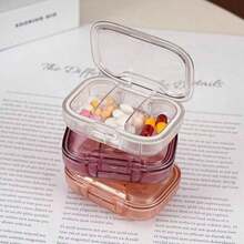 1pc Portable Weekly Pill Box, Waterproof Sealed Compact Pill Case For Medication Storage - Fyra-rutnät-vitt - Visa 2