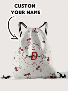 1pc Customized Name Pattern Drawstring Backpack, Can Be Customized According To Your Unique Design, Perfect For Children, Boys, Girls, Print Your Own Name Or Print Sister And Classmate's Name As A Gift To Give To Others - Multicolor - View 2