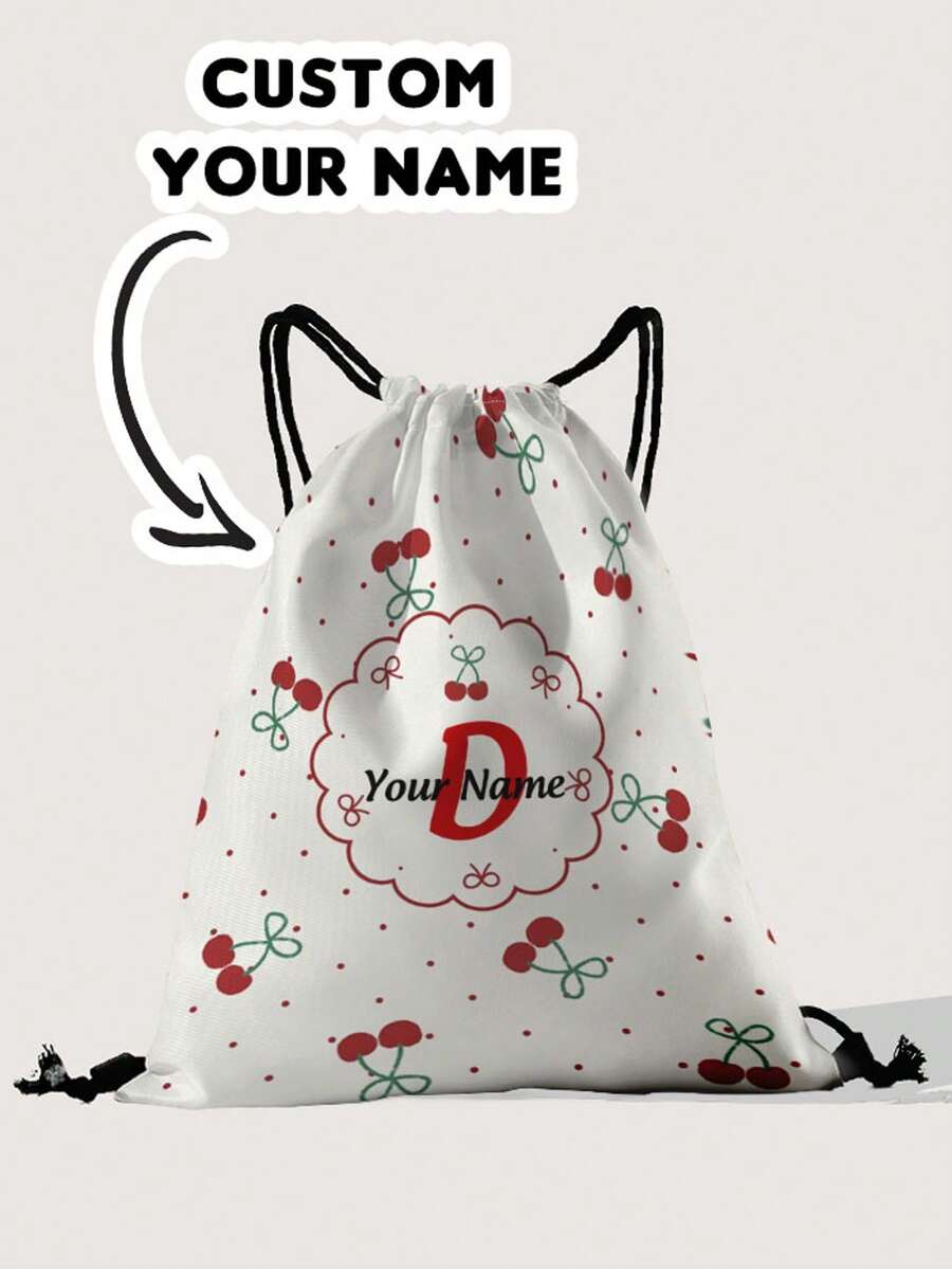 1pc Customized Name Pattern Drawstring Backpack, Can Be Customized According To Your Unique Design, Perfect For Children, Boys, Girls, Print Your Own Name Or Print Sister And Classmate's Name As A Gift To Give To Others