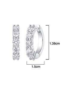 Bộ 2 bông tai bạc 925 đính 2 viên đá Moissanite 0.5 carat, thanh lịch và thời trang, phù hợp cho nữ giới đeo hàng ngày, dự tiệc, đi nghỉ mát, ngày Valentine, Giáng sinh, sinh nhật. Bông tai phong cách hiphop unisex, quà tặng ngày Valentine. - Bạc - Xem 3
