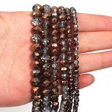 1pc Faceted Abacus Bead Crystal Flat Bead Multi-Color Loose Beads, Fashionable Colorful Cute Electroplated Versatile Craft DIY Beads For Bracelets, Necklaces, Jewelry Making, Phone Straps, Keychains - Transparent Semi-electroplated Brown - View 3