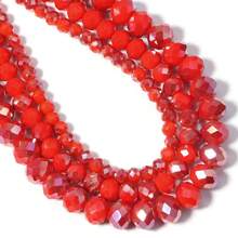 1pc Faceted Abacus Bead Crystal Flat Bead Multi-Color Loose Beads, Fashionable Colorful Cute Electroplated Versatile All-Match DIY Beads For Bracelets, Necklaces, Jewelry Making, Phone Straps, Keychains - Semi-electroplated Red Porcelain - View 6