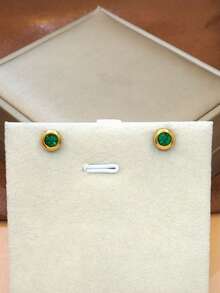 Bộ trang sức 3 món bằng thép không gỉ, bao gồm dây chuyền mặt đá CZ tròn và bông tai dáng dài, thích hợp làm quà tặng tốt nghiệp, tựu trường, Ngày Valentine, Ngày của Mẹ, sinh nhật, kỷ niệm, hẹn hò, dự tiệc và du lịch. - Nhiều màu - Xem 4