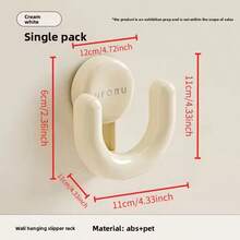 1pc Bathroom Suction Cup Slipper Rack, Shower Room Wall Mounted Storage Hook - White - View 4