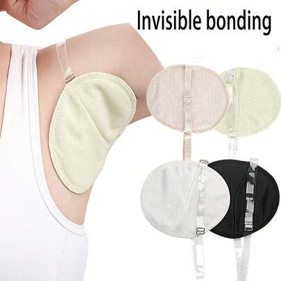 Almohadillas invisibles para el sudor de las axilas para mujeres, forros de algodón transpirables y reutilizables con correas claras ajustables, escudos desechables para el sudor de las axilas para blusas sin mangas, 3 colores