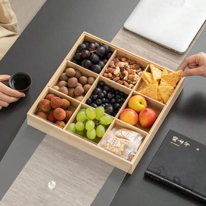 Caja de almacenamiento de aperitivos con múltiples compartimentos - Diseño de múltiples ranuras para organizar frutas, aperitivos, frutos secos. Hecho de material duradero y apto para alimentos. Adecuado para bandejas de servir en la sala de estar, sala de té, mantiene los bocados pequeños ordenados y organizados.