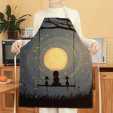 1pc Whale & Swing Pattern Apron, Creative Funny Fashionable Printed Apron, Kitchen Cooking Cleaning Apron, Innovative Home Apron - Multicolor - View 14